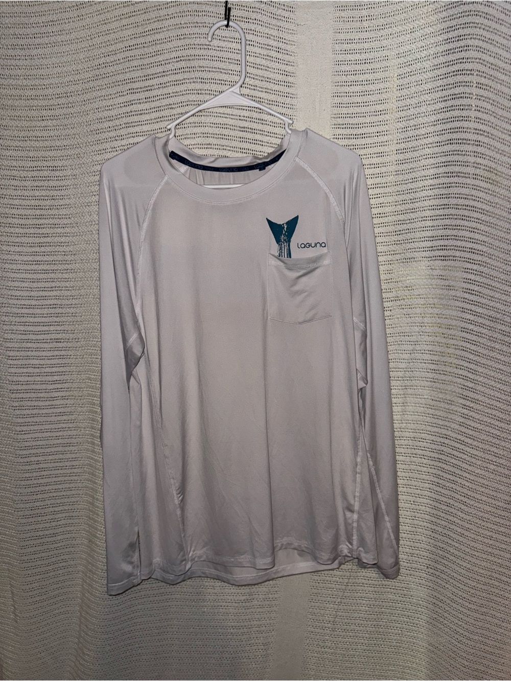 Laguna Long Sleeve Pocket Tee - Light Gray with Teal Logo